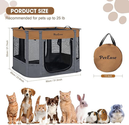 Portable and Foldable Cat Playpen Dog Playpen Small Animal Playepn with Waterproof Bottom, Foldable Pet Cage for Rabbit Puppy Hamster, Indoor/Outdoor Use