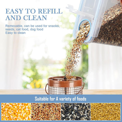 2Pack Bird Food Storage Container 3.52qt/4L & 2.2qt/2.5L, Airtight Pet Food Containers with Lids, Medium Latched Bird Seed Dispenser, BPA-Free