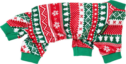 Fitwarm Dog Christmas Outfit, Dog Pajamas, Dog Winter Clothes for Small Dogs Boy Girl, Pet Ugly Sweater, Cat Costume, Red Green, Large