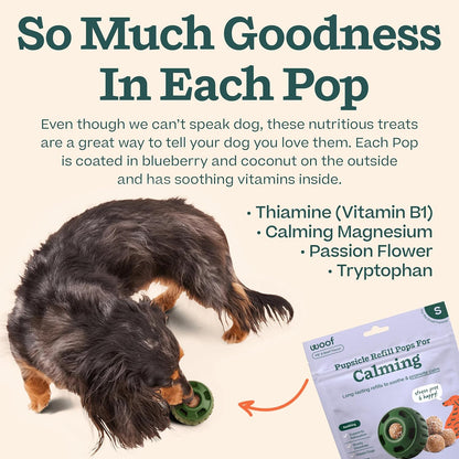 WOOF Pupsicle Refill Pops for Calming - Long-Lasting Refills for The Pupsicle Toy to Promote Calm - Calming Dog Treats - Magnesium for Dogs- Small Pops - 10 Count