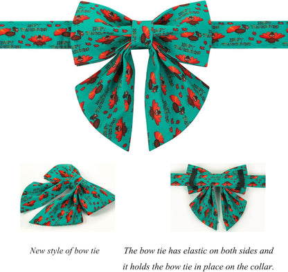 Lionet Paws Thanksgiving Day Dog Collar with Bowtie, Dog Sailor Bow Collar with Metal Buckle for Dogs, Adjustable Comfortable Dog Collar Girl Gift, M, Neck 13.5-22 in