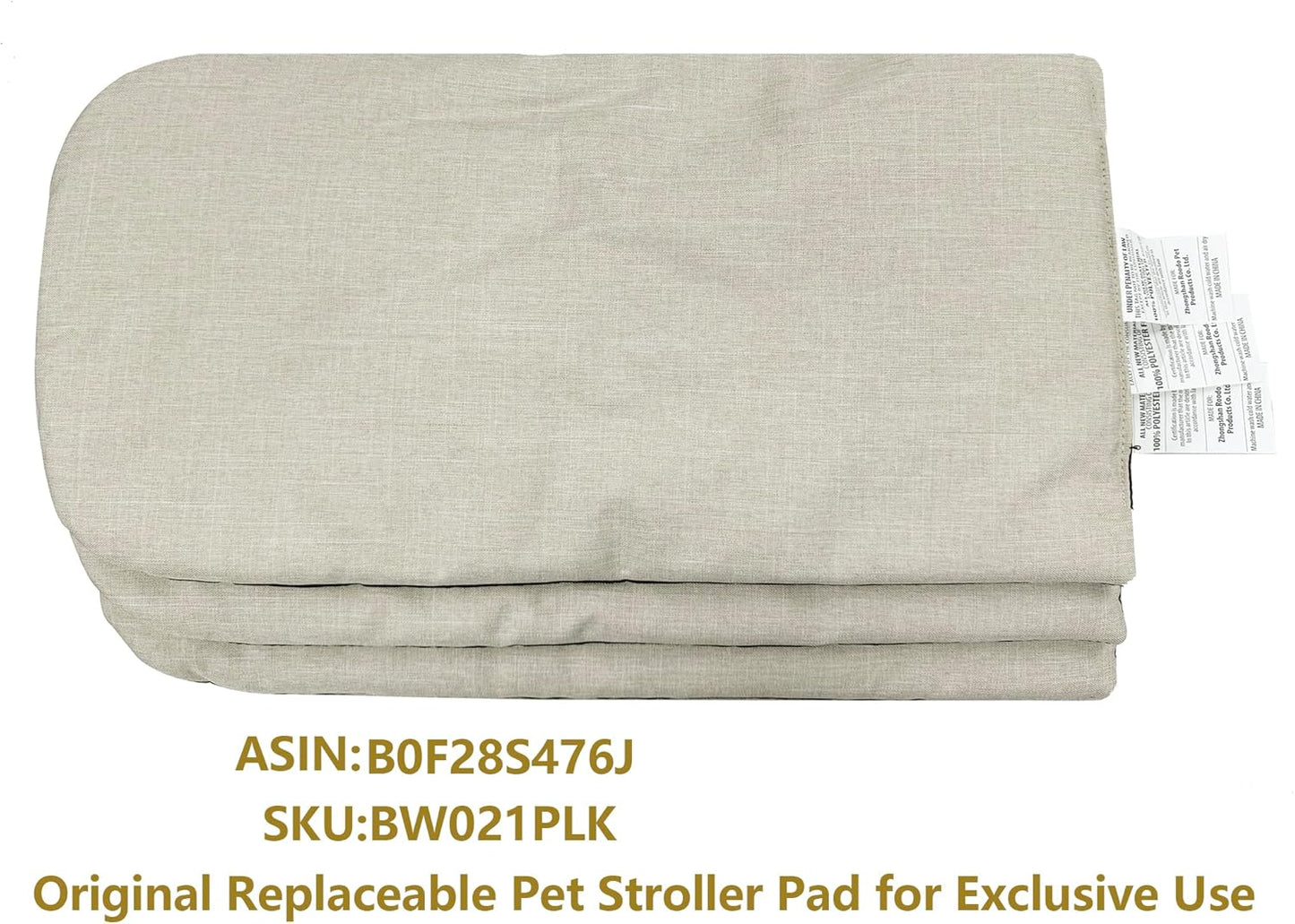 ROODO Pet Stroller Inner Pad for Exclusive Use,Original,Replaceable,Easy to Clean,Set of 3 pc(Light Khaki) - Pawvie