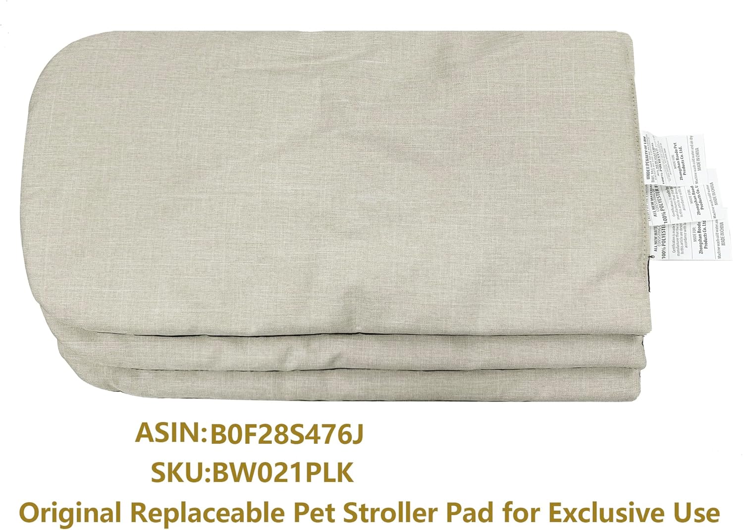 ROODO Pet Stroller Inner Pad for Exclusive Use,Original,Replaceable,Easy to Clean,Set of 3 pc(Light Khaki) - Pawvie