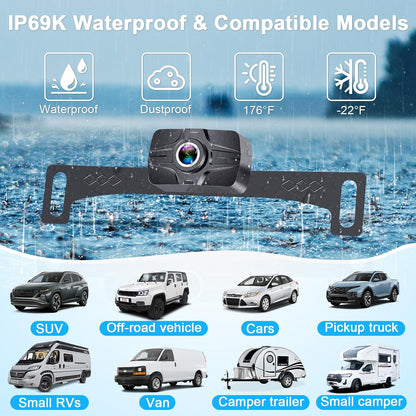 7-Inch Wireless Backup Camera for Truck - 2 Channel, DIY Grid Lines, HD 1080P, Night Vision, IP69K Waterproof, Backup Camera for Truck, Pickup, Trailer, Cars - Parking Safety & Towing Assistance