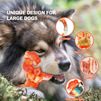 WinTour Indestructible Dog Toys for Large Dogs Aggressive Chewers, Tough Dog Toys for Aggressive Chewers Large Breed, Durable, Heavy Duty Chew Bone, Bacon Flavor