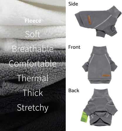 Fitwarm 3 Pack Classic Fleece Sweater, Turtleneck Sweatshirt, Winter Clothes for Small Dogs, Pet Pullover Jumper, Cat Apparel, Black, Grey, White, XXL