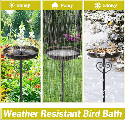 Metal Bird Bath for Outside, Freestanding Bird Bath Bird Feeder Bowl with 5-Pronged Base Stake Detachable Birdbaths Bowl for Outdoors Garden Patio Yard Lawn Decor (Vintage Gold)