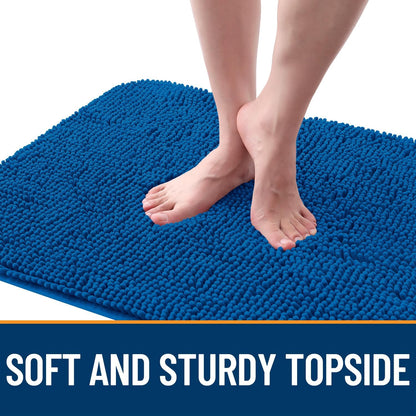 OLANLY Dog Door Mat for Muddy Paws 36x24, Absorbs Moisture and Dirt, Absorbent Non-Slip Washable Doormat, Quick Dry Chenille Mud Mat, Entry Indoor Entryway Carpet for Inside Floor, Deep Navy Blue