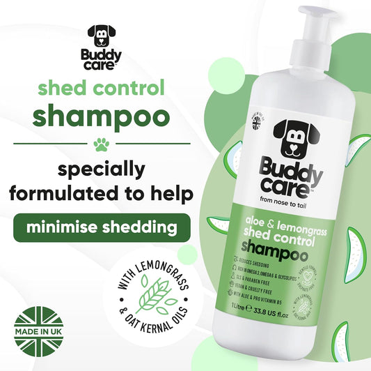 Shed Control Dog Shampoo by Buddycare | Aloe & Lemongrass Scented | with Aloe Vera and Pro Vitamin B5 (33.8oz)