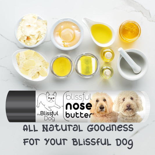 The Blissful Dog Golden Doodle Nose Butter for Dry, Cracked Skin, Lick-Safe Dog Nose Balm with Moisturizing Shea Butter, Almond, Olive, and Essential Oils, Pet Supplies, Uncented, 0.15 oz.