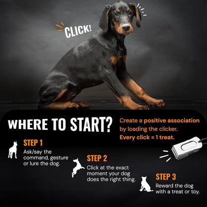 Dog Clicker Black & White with Necklace (4 Pack) - Clickers for Pet Training - Dog Training & Behavior Aids Easy to Carry with You Anywhere - Teach Your Dog Tricks or Reward His Behavior