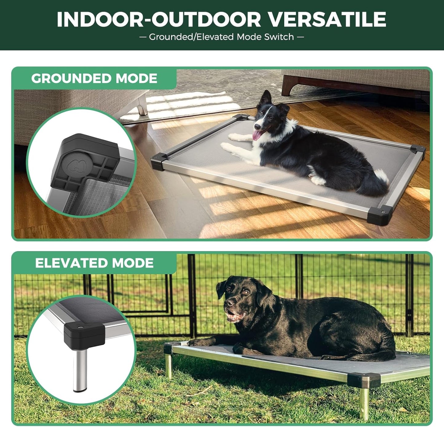 FXW TitanNest Chew-Proof Elevated Dog Bed, Raised Cot for Indoor/Outdoor/Camping Use, Durable & Washable Padded Pet Bed for Small Dogs, 36.0" L x 24.0" W x 4.5" H, Gray