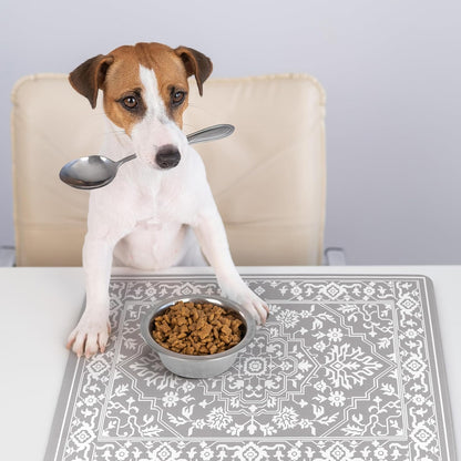 NALALAS Large Dog Mat for Food and Water, Cat Feeding Mat | Large Waterproof Dog Bowl Mat | Non-Slip Pet Food Mat for Floors | Pet Mats for Food and Water | Easy to Clean