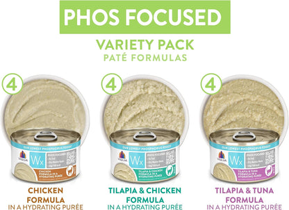 Weruva Wx Phos Focused, Pate Formulas Variety Pack, 3oz Can (Pack of 12)