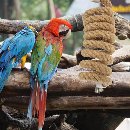 78.6in Bird Spiral Rope Perch Jute Parrot Swing Climbing Standing Toys Chewing Toys Bungee Bird Toys 2m