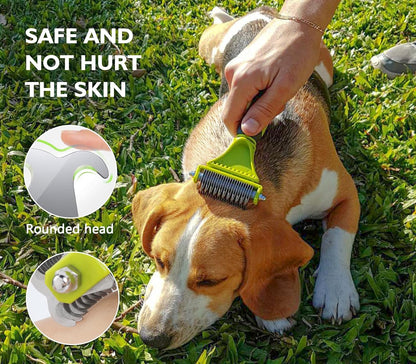 Pecute Pet Dematting Tool 2 Pack - Double Sided Undercoat Rake & Dematting Comb for Detangling Matted or Knotted Undercoat Hair, Great for Medium or Long-haired Dogs & Cats