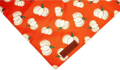 Realeaf Thanksgiving Fall Dog Bandanas 2 Pack, Orange Plaid Pumpkin Pet Scarf for Boy and Girl, Premium Durable Fabric, Holiday Halloween Bandana for Large and Extra Large Dogs(Fall, X-Large)