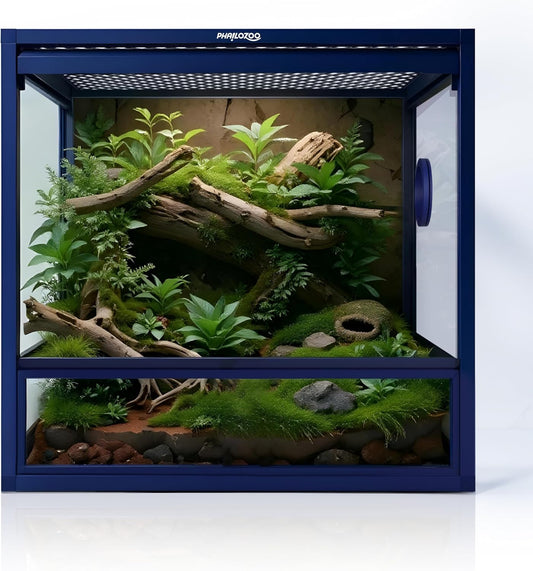 MagicCube 18'' x 18'' x 18'' Reptile Tank with Lock, 24 Gallon Reptile Terrarium with Flip-Up Tempered Glass Door, Top Screen Ventilation for Leopard Gecko - Bottom Not Leakproof - Pawvie