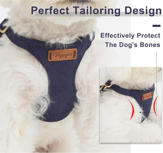 Puppytie No Pull Dog Harness with Multifunction Dog Leash,Soft Adjustable No Choke Escape Proof Pet Harness Vest for Medium Dogs or Large Dogs,Navy,M