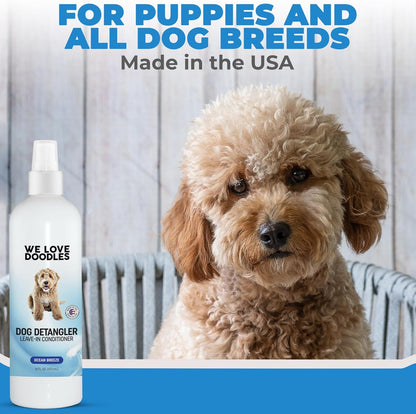 We Love Doodles Dog Detangler Spray - Leave-in Conditioner for Dogs - Dog Detangling Spray - Dematting Spray for Dogs - Tangle Remover - Made in The USA - Large 16 fl oz (Ocean Breeze)