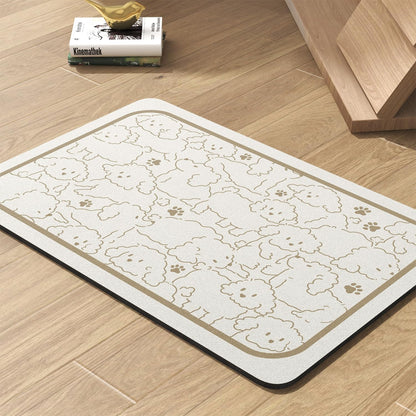 Pet Feeding Mat-Absorbent Dog Mat for Food and Water Bowl-No Stains Quick Dry Water Dispenser Mat-Dog Accessories Pet Supplies-Bowl for Messy Drinkers（FRAMEDOGS,17"x34"