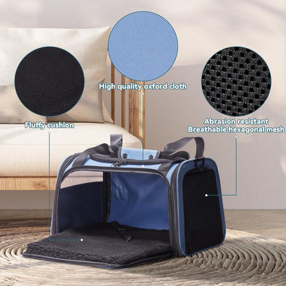 PETSFIT Dog Carrier for Small Dogs, Small Dogs Carrier Bag, Soft-Sided Pet Carrier with a Safety Leash for Pets Up to 25 Lbs (Large, Blue)