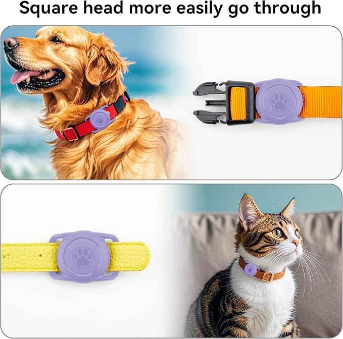 2 Pack for Airtag Dog Collar Holder,IPX8 Waterproof for air Tags-2 Pack,for Apple GPS Tracker Accessories丨Compatible with Apple AirTags丨Fits≤ 1.2" Width Collar for Dog cat Pets（Purple）