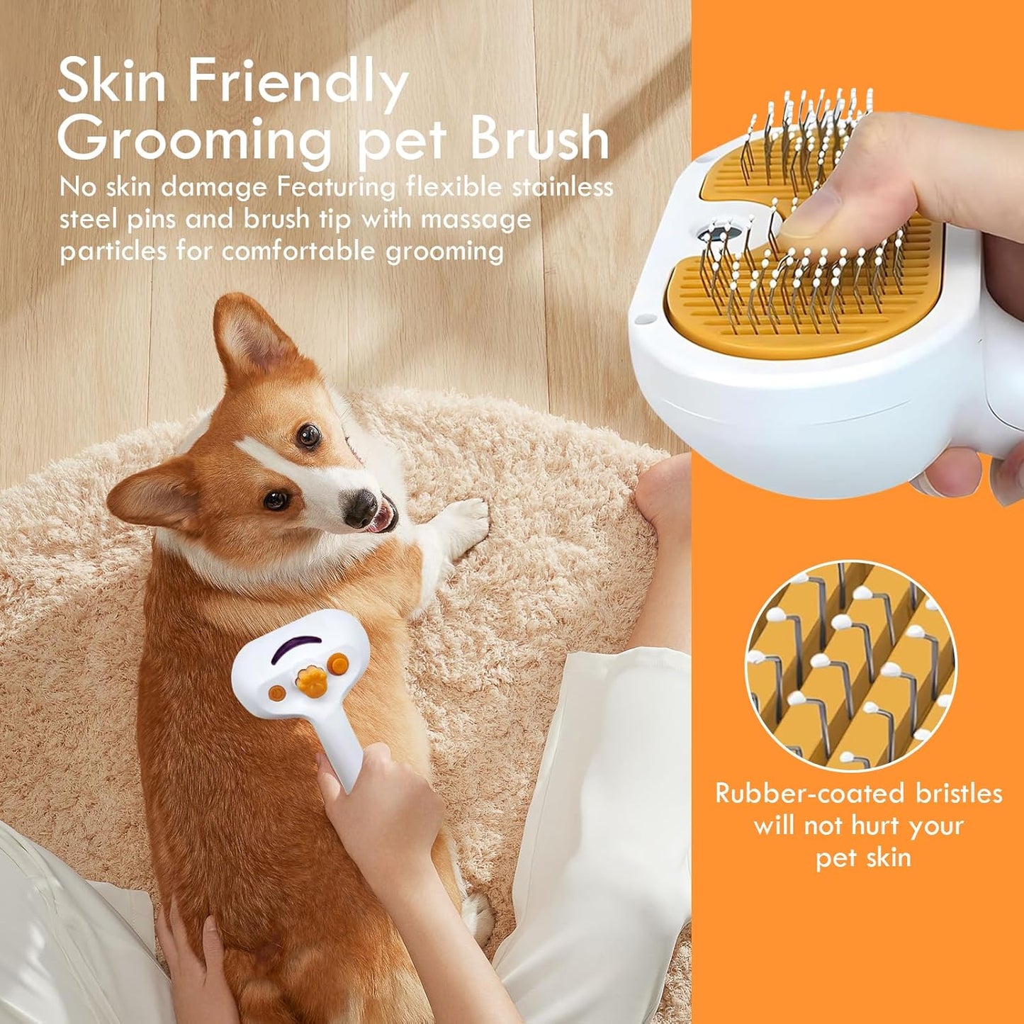 Pet Steam Brush for Dog & Cat, 3-in-1 Spray Hair Removal Comb, Steam for Shedding & Grooming, Water Brush for Long & Short Haired Pets, Defur Comb, Includes Waterless Shampoo