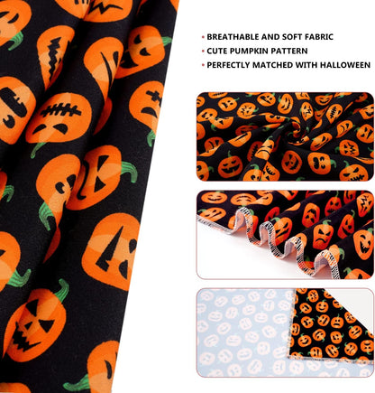 E-Clover Halloween Dog Bandanas & Matching Scrunchie Set Pumpkin Dog Scarf Kerchiefs Pet Outfit for Medium Large Dogs Owner Mom Orange Black Fall