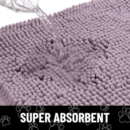 Smiry Dog Door Mat for Muddy Paws, Absorbent Dirt Trapper Non Slip Quick Dry Washable Chenille Mat for Mud Dogs, Entry Rug for Indoor and Outdoor (48x30 Inches, Deep Plum)
