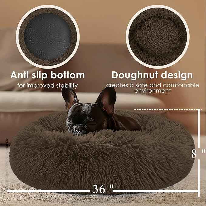 Extra Large Dog Beds, 36 Inch Human Dog Anxiety Relief Comfort Bed, Indestructible & Chew Proof Pet Beds (Coffee)