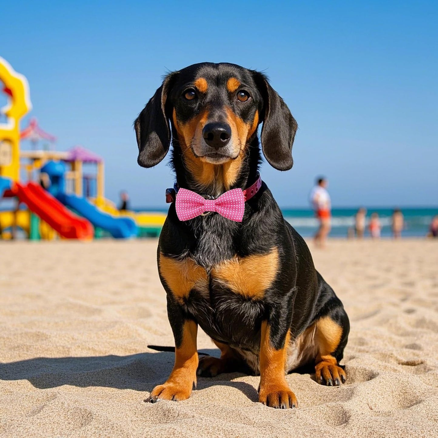 PET SHOW 8 Colors Dot Small Dogs Collar Embellishment Attachment Bow Ties Puppies Cats Collar Charms Accessories Slides Bowties for Birthday Wedding Parties Assorted Pack of 8