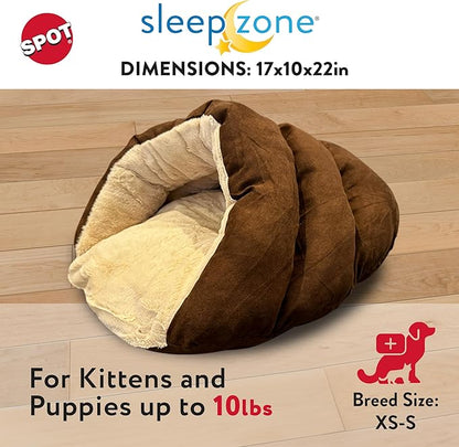 SPOT Sleep Zone Cuddle Cave Pet Bed | Soft, Plush Interior for Cats and Small Dog Breeds | Attractive and Durable Faux Suede Exterior | Machine Washable | Pet Safe