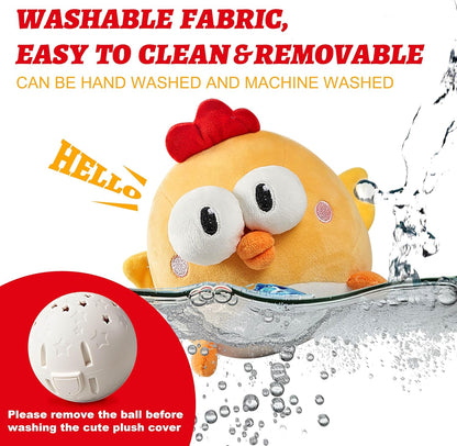 Interactive Dog Toys, Squeaky Moving Ball Toy with Jumping & Music Modes, Rechargeable Plush Chew Toys for Small/Medium/Large Dogs to Keep Puppy Busy Pet Toys (Chick)