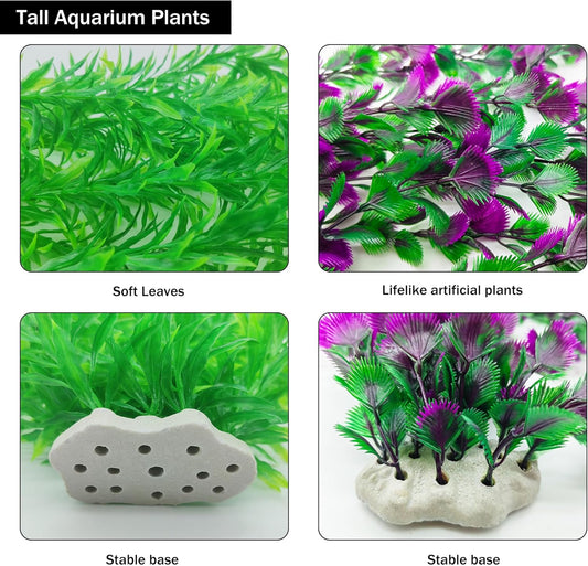 20.47 Inch Tall Aquarium Plants – Large Lifelike Artificial Fish Tank Decorations, 2 Pcs Fish Tank Plants Plastic，Durable & Safe for Freshwater/Saltwater Aquariums (Green (Style D))