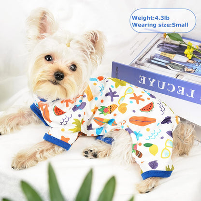 Dog Pajamas Pjs Fall Summer Dog Clothes for Small Dogs Girl - Boy - Medium Size Dogs, Soft Stretchy Puppy Clothes Doggie Onesies Cat Pet Jammies Outfit (Beach, XX-Large)