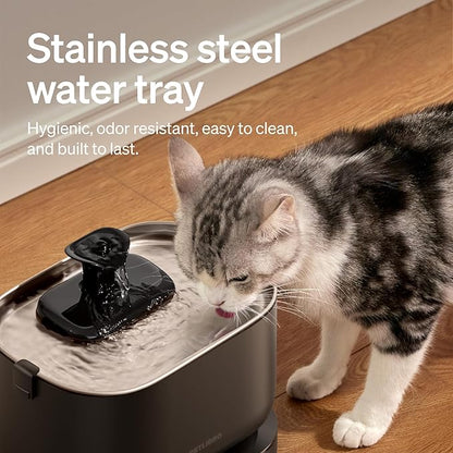 PETLIBRO Cat Water Fountain, Cordless Pet Water Fountain Battery Operated, 2.5L/84oz Dockstream Water Fountains for Cats Indoor, Cat Fountain with Stainless Steel Tray, Easy to Clean BPA-Free