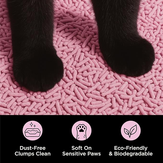 Natural Tofu Cat Litter, Fast Clumping and Scoops Easy, Dust-Free, Low Tracking, Quick Drying & Odor Control, Eco-Friendly Plant-Based Cat Litter 5.5lb/88oz – Cherry Blossom (1 Pack)