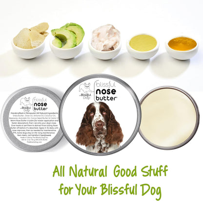 The Blissful Dog Springer Spaniel Nose Butter for Dry, Cracked Skin, Lick-Safe Dog Nose Balm with Moisturizing Shea Butter, Almond, Olive, and Essential Oils, Pet Supplies, Uncented, 2 oz.