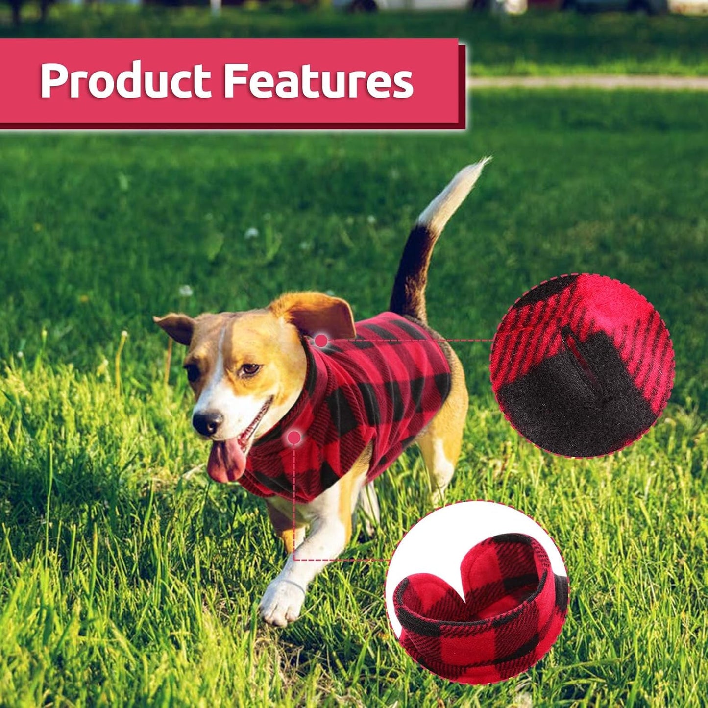 ASENKU Dog Sweater 3 Pack - Plaid Fleece Vest, Soft Comfortable Pet Pajamas, Warm Winter Shirt, Cold Weather Coat Jacket for Small & Medium Breeds