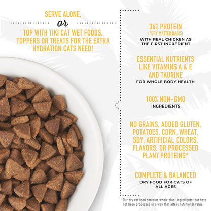 Tiki Cat Born Carnivore Indoor Health Dry Cat Food, Chicken & Turkey Meal, 12 lbs. Bag