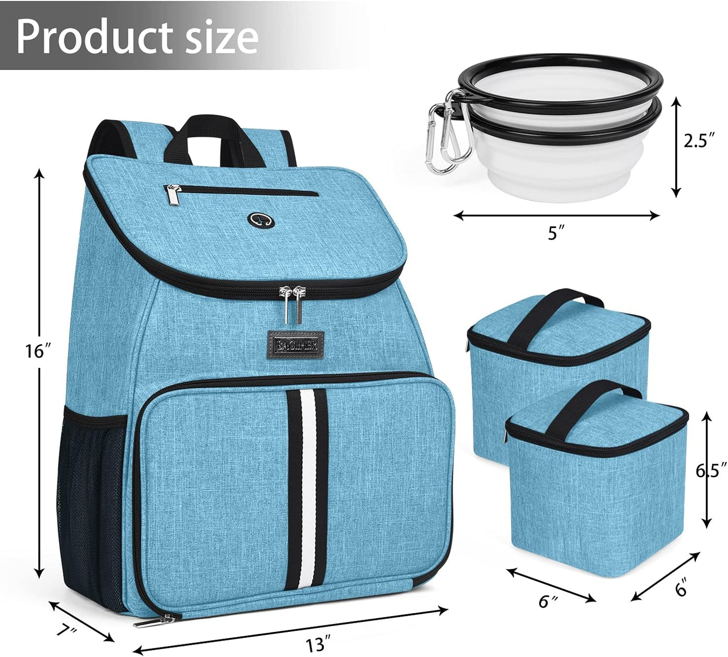 BAGLHER丨Dog Travel Bag, Airline Approved Pet Supplies Backpack, Dog Travel Backpack with 2 Silicone Collapsible Bowls and 2 Food Baskets - Pawvie