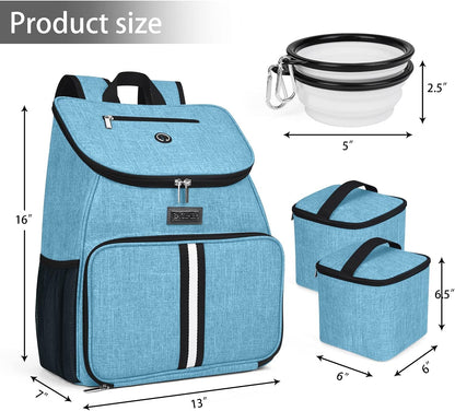 BAGLHER丨Dog Travel Bag, Airline Approved Pet Supplies Backpack, Dog Travel Backpack with 2 Silicone Collapsible Bowls and 2 Food Baskets - Pawvie