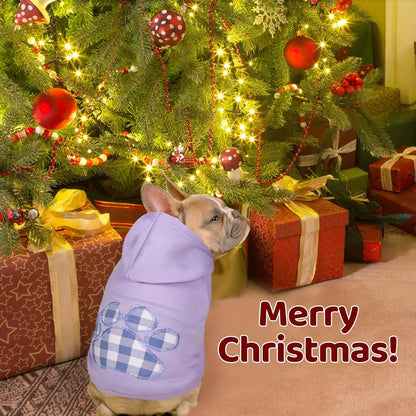 SAWMONG Dog Hoodie,Flannel Pet Hooded Sweater with Hat Puppy Pullover Sweater Shirt,Dog (Purple,L)