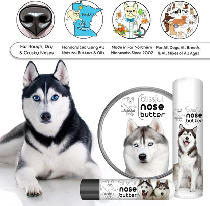 The Blissful Dog Husky Nose Butter for Dry, Cracked Skin, Lick-Safe Dog Nose Balm with Moisturizing Shea Butter, Almond, Olive, and Essential Oils, Pet Supplies, Uncented, 0.15 oz.