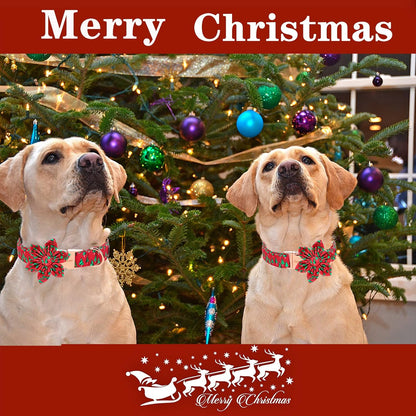 Unique style paws Christmas Dog Collar with Flower Best Winter for Small Medium Large Dogs -Christmas Tree-XS