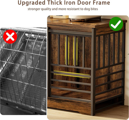 78 Inch Double Dog Crate Furniture, Extra Large Dog Kennel Indoor with Divider, Heavy Duty Dog Cage for 2 Dogs, Decorative Wooden Dog House Decorative Table TV Stand, Pet House for XLarge Dogs,Brown