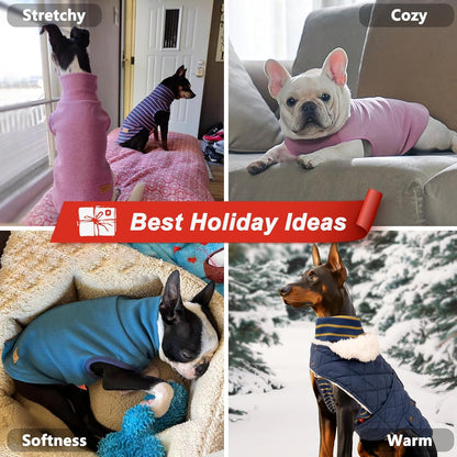 KYEESE 2Pack Dog Sweater Soft Dog Sweatshirt Pullover Pet Sweaters for Medium Dogs Male Warm Pet Coats Stretchy Dachshund Clothes Turtleneck Dogs Clothes