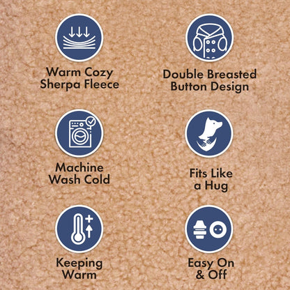 Spark Paws Teddy Dog Sweater, Sherpa Jacket Vest with Warm Fleece Lining, Winter Coat Suitable for Small Medium Large XL XXL Breeds - Brown - 3XL