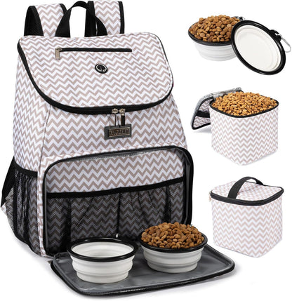 BAGLHER丨Dog Travel Bag, Airline Approved Pet Supplies Backpack, Dog Travel Backpack with 2 Silicone Collapsible Bowls and 2 Food Baskets - Pawvie